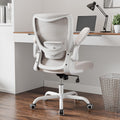 MUXX.STIL Office Chair, PU Leather Ergonomic Desk Chair with Adjustable Lumbar Support and Flip up Armrest, Breathable Mesh Computer Chair for Home Office, Khaki