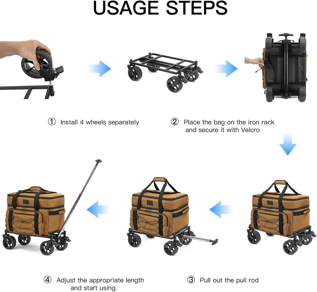 Extra Large Wheeled Portable Cooler Bag 85 Cans Double Deck Heavy Duty Rolling Insulated Cooler with All-Terrain Wheels Leakproof Tactical Soft Sided Cooler for Beach Camping Picnic Travel