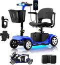 Mobility Scooter for Adults, Senior, 4 Wheels Electric Powered Chargeable Device for Travel, Lightweight Mobility Scooter, with LED Headlights and Basket, Charger Included