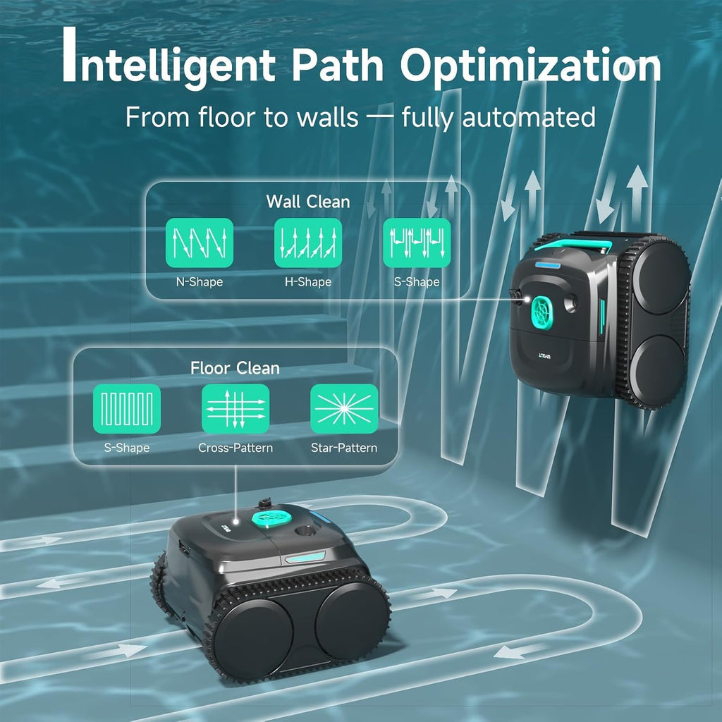 WYBOT C2 Cordless Robotic Pool Cleaner, Dual Filtration, Wall Climbing & Waterline Cleaning, App Scheduling, Smart Navigation, Pool Vacuum for Inground Pools up to 2152 Sq.ft-Black&Green