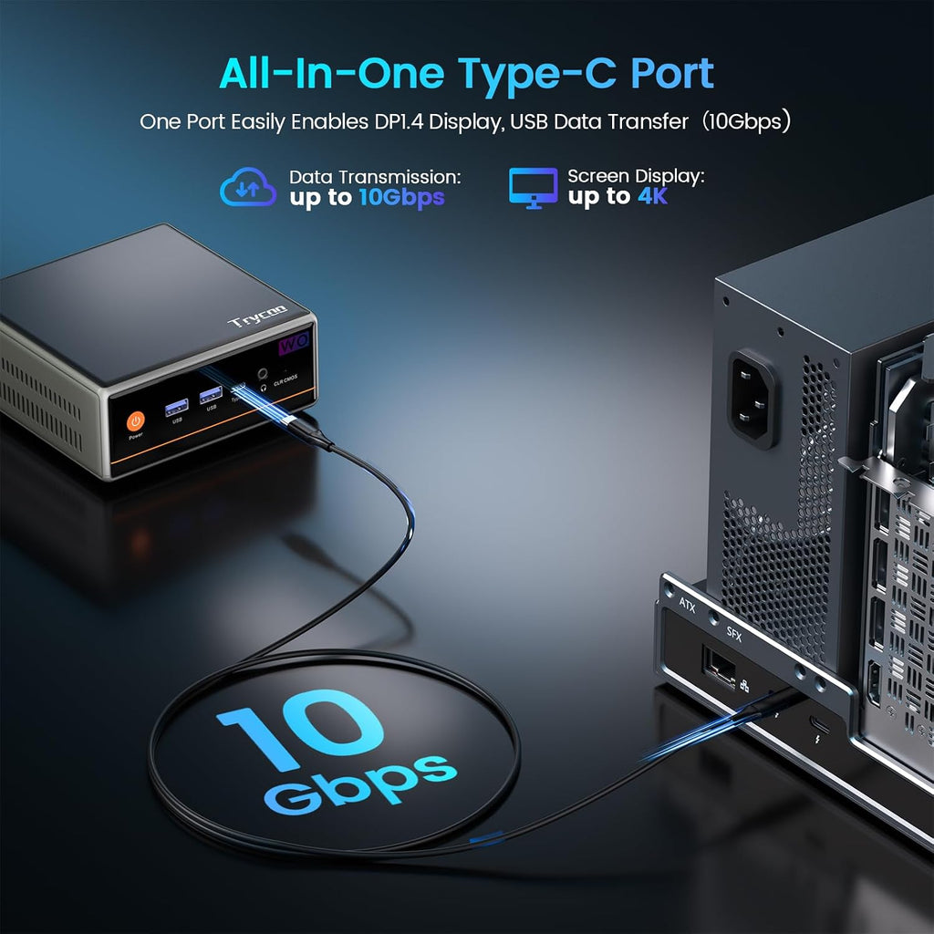 Trycoo Mini PC Gaming, Ryzen 5 5600H 16GB DDR4 RAM/512GB SSD (Beats 5700U/7430U),Micro pc Mini Desktop Computer,Type-C/HDMI/DP/HD,Triple 4K Display,WiFi6/BT5.2/USB3.2 for Home Business