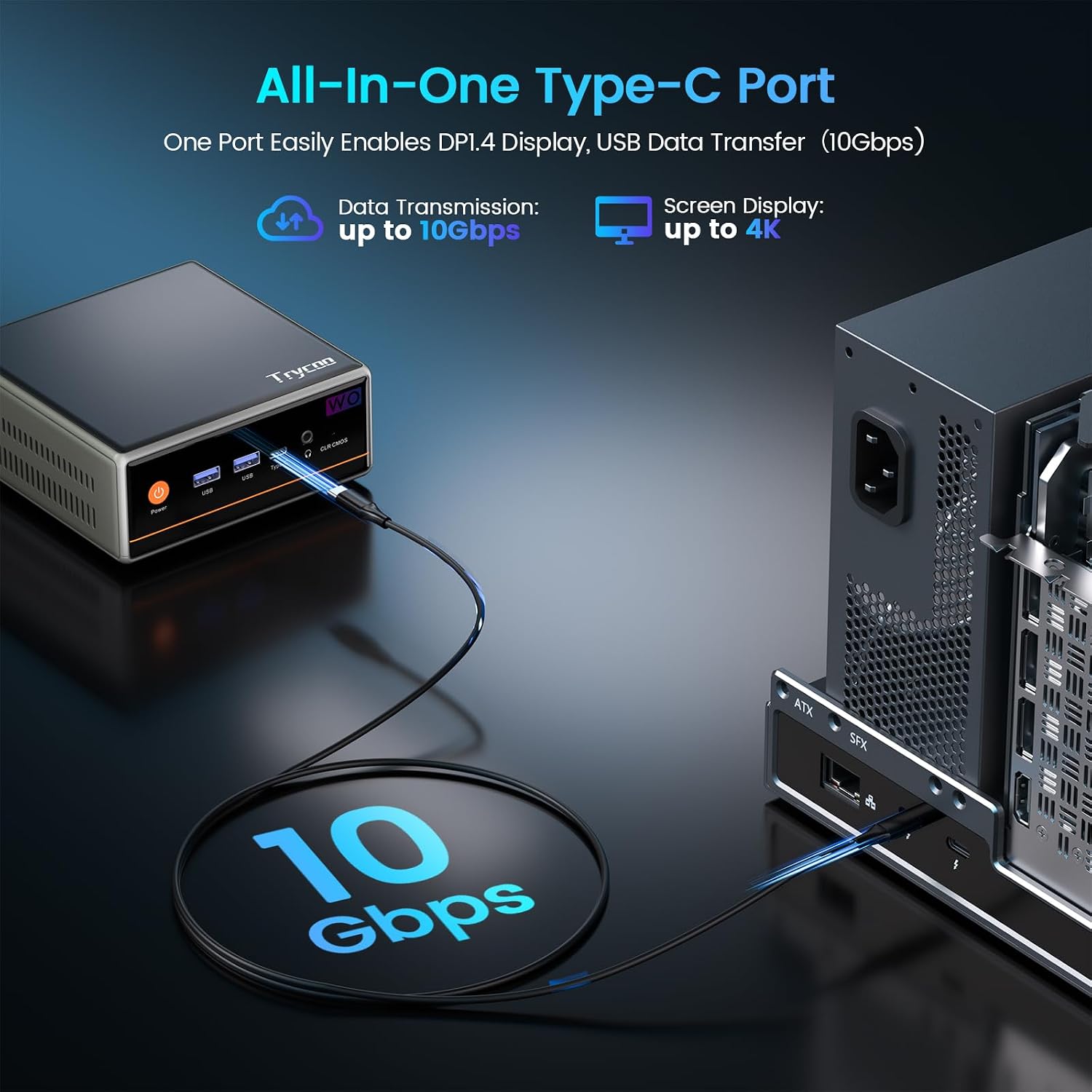 Trycoo Mini PC Gaming, Ryzen 5 5600H 16GB DDR4 RAM/512GB SSD (Beats 5700U/7430U),Micro pc Mini Desktop Computer,Type-C/HDMI/DP/HD,Triple 4K Display,WiFi6/BT5.2/USB3.2 for Home Business