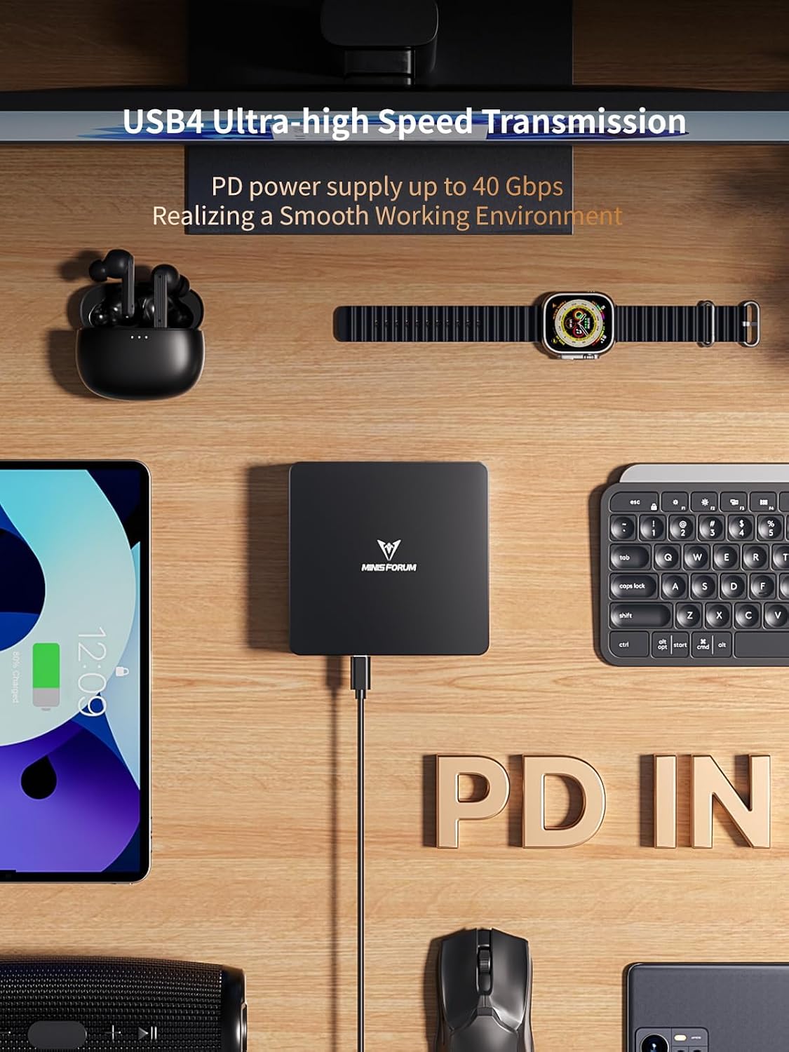 MINISFORUM UM890 Pro Mini PC, Ryzen 9 8945HS 5.2GHz, 32GB DDR5 5600MHz + 512GB PCIe 4.0 SSD, Radeon 780M, Quad 4K Display(HDMI/DP1.4/USB4 х 2), Dual 2.5G LAN Mini Desktop Computer