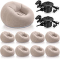 Realspring 6 9 12 Pcs Inflatable Bean Bag Chairs for Adults with Electric Air Pump, Blow up Couch Folding Portable Inflatable Couch Lazy Sofa for Outdoor Movie Night Camping(Coffee,9 Pcs)