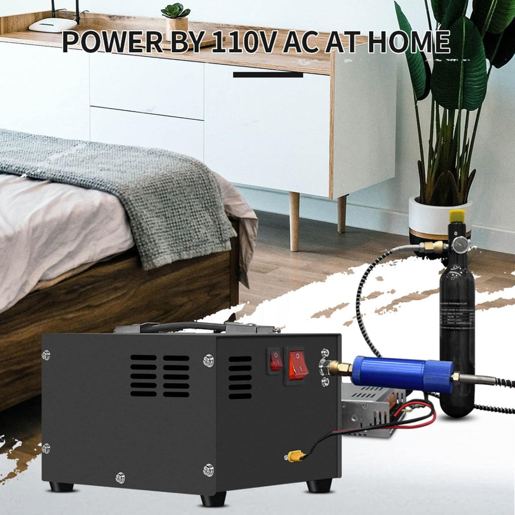 TUXING 4500Psi Pcp Air Compressor | 30Mpa 300Bar High Pressure Air Pump | Oil/Water-Free | Powered by Car 12V DC or Home 110V AC with Converter | Pump for PCP Air Rifle,Paintball Airguns