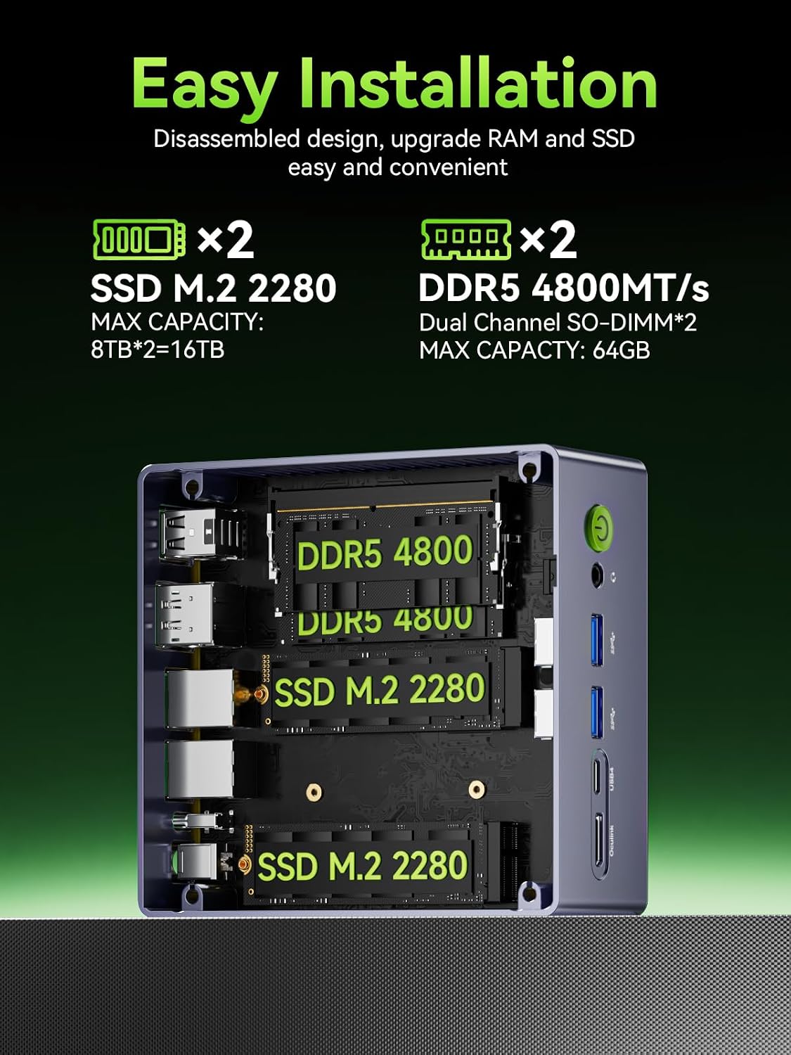GMKtec Mini PC Gaming, M7 Ultra Ryzen 7 PRO 6850U 16GB DDR5 RAM + 512GB Hard Drive PCle SSD Oculink Dual NIC LAN 2.5G Desktop Computer, Dual USB4, HDMI 2.1, USB-C M7 Ultra 16+512