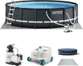 Intex 26325EH Ultra XTR 16ft x 48in Above Ground Swimming Pool Set with Sand Filter Pump and Deluxe Automatic Vacuum Cleaner