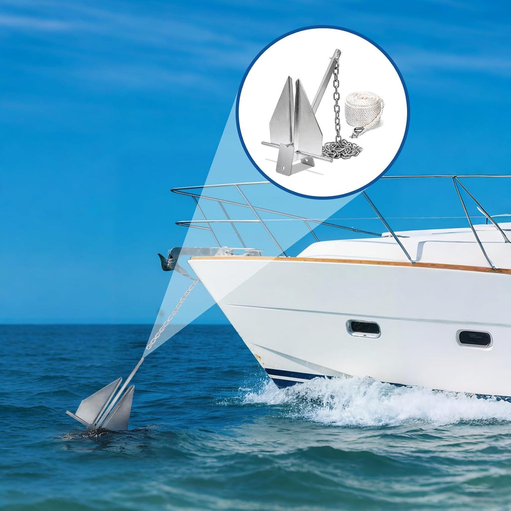 Leero Heavy Duty Boat Anchor Kit with Anchor Chain, Shackle and Anchor Rope, 5/8/10/13/18 lb Danforth Anchor,Boat Anchor for Pontoons, Dinghies, Fishing Boats, Bass Boats, Sport Boats, Sport Yachts
