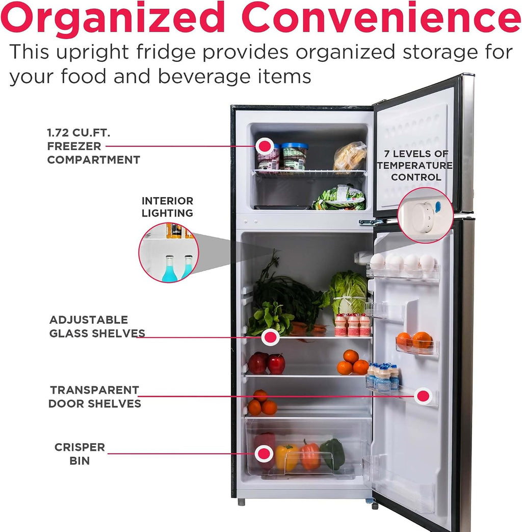 Frigidaire, 2 Door Apartment Size Refrigerator/Freezer Combo, 7.5 cu ft, Platinum Series, Stainless, 23' D x 21.5' W x 55.5' H