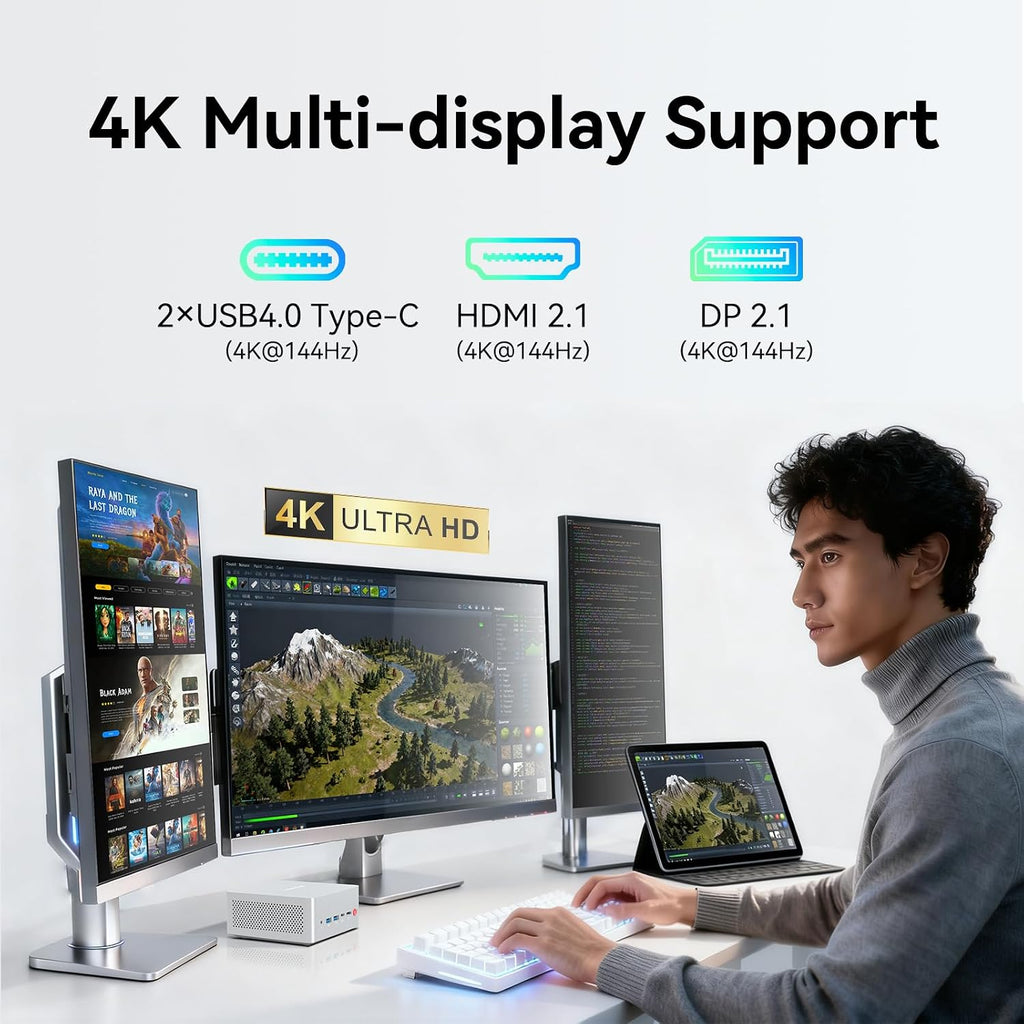 MOREFINE AI Mini PC AMD Ryzen AI 5 340(4.8 GHz | 59 Tops | Radeon 840M) 16G DDR5 1TB NVME SSD Mini Gaming Computers Oculink/USB 4.0/4-Screen 4K Display/WiFi 6/BT5.2/2.5G LAN Port