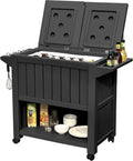 YITAHOME 80 Quart Rolling Cooler Cart with Bottle Opener Drainage, Portable Patio Cooler Rolling on Wheels, Outdoor Rolling Beverage Cart Drink Cooler for Patio Pool Deck Party BBQ Cookouts (Silver)