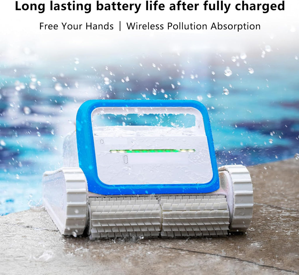 Automatic Pool Cleaner,Pool Cleaning Robot with Wall Climbing,Cordless Robotic Pool Vacuum,Suitable for Walls and Floors of 2690 Square Feet Pool(Color:Black)