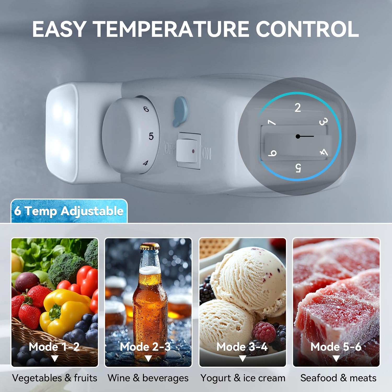 Anypro 4.0 Cu.Ft Fridge with Freezer, Double Door Refrigerator with 6 Level Thermostat, LED Light, Adjustable Glass Shelves for Bedroom, Office, Dorm, Apartment, Silver