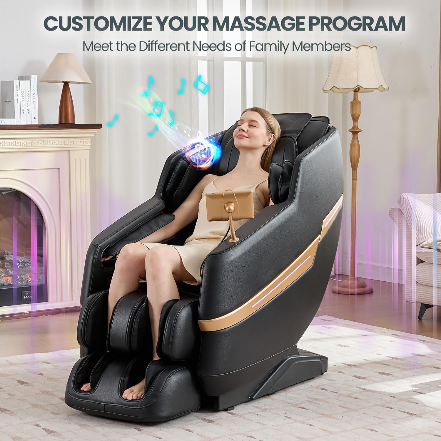Artist hand Massage Chair Full Body, 2026 Zero Gravity Massage Chair Recliner with 10 Fix Rollers, 6 Modes, Bluetooth Speakers, Waist Heating, Foot Roller Massage, Full-Body Airbags (All Black)