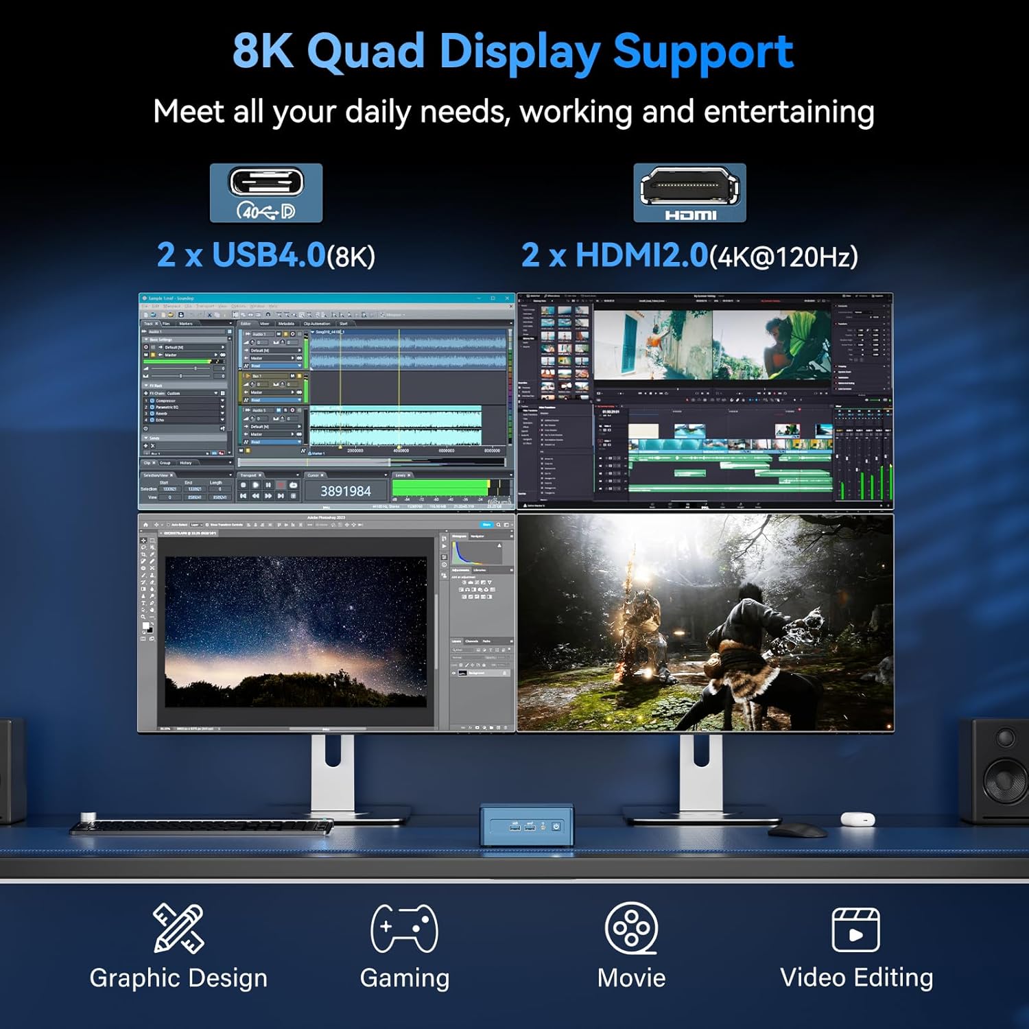 High Speed GEEKOM IT13 Mini PC 2026 with 13th Gen Intel i5-13600H |16GB RAM | 1TB SSD | Windows 11 Pro | 2 X USB4.0(40Gbps) | Quad Display| WiFi 6E |SD Slot | Intel NUC13 Replacement Desktop Computers