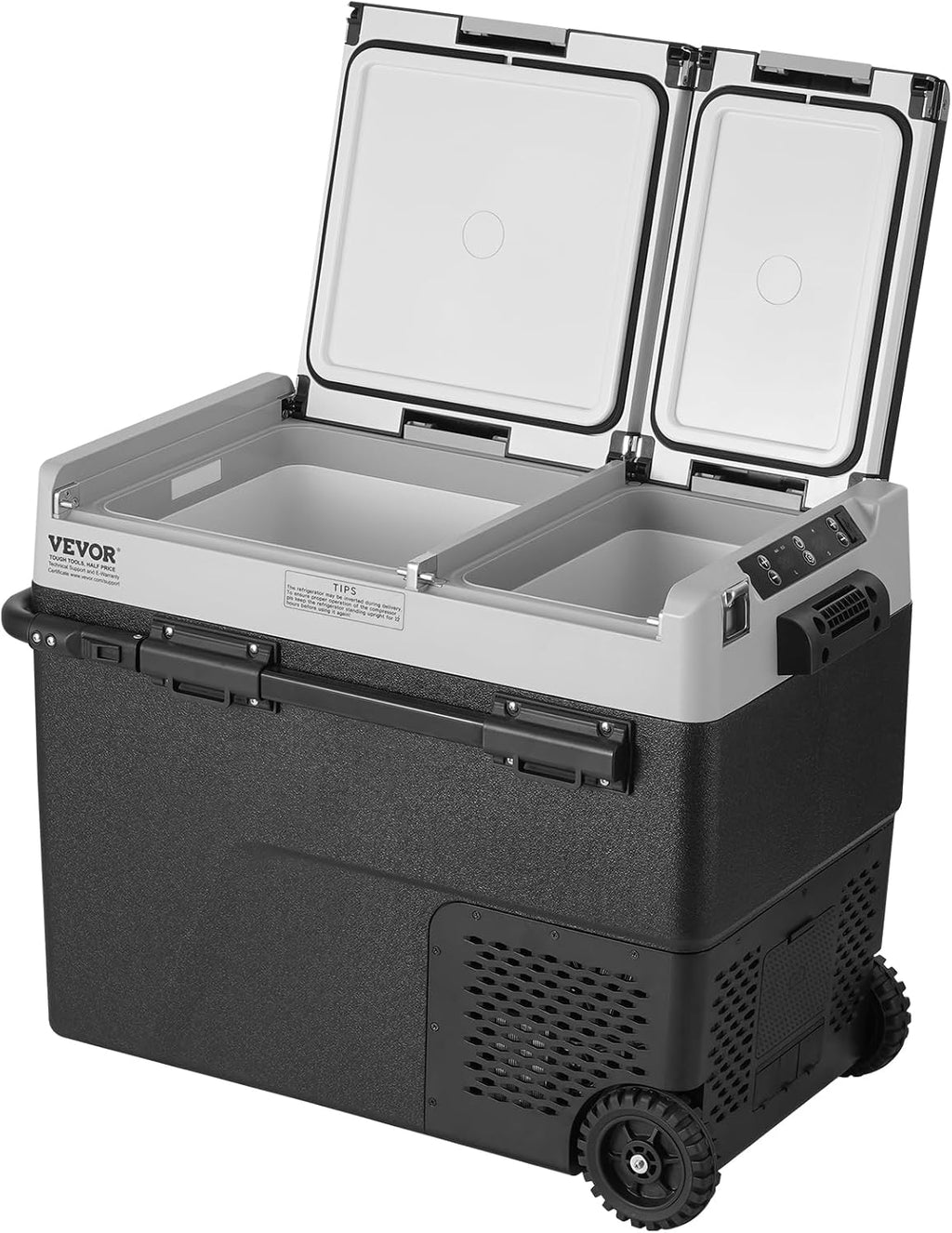 VEVOR Car Refrigerator 58L / 61.5 QT, Dual Zone 12 Volt Compressor Fridge, -4℉ to 68℉ Adjustable, Portable Freezer Cooler for Car, RV, Camping, Home