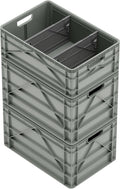 SIDIO Crate Basic Pack - 2 Full-Size & 1 Half-Size Heavy Duty Stackable Storage Bins, Totes, Containers with Dividers - Durable Plastic Organizer for Home, Office, Garage, and Outdoor Use, Aircraft