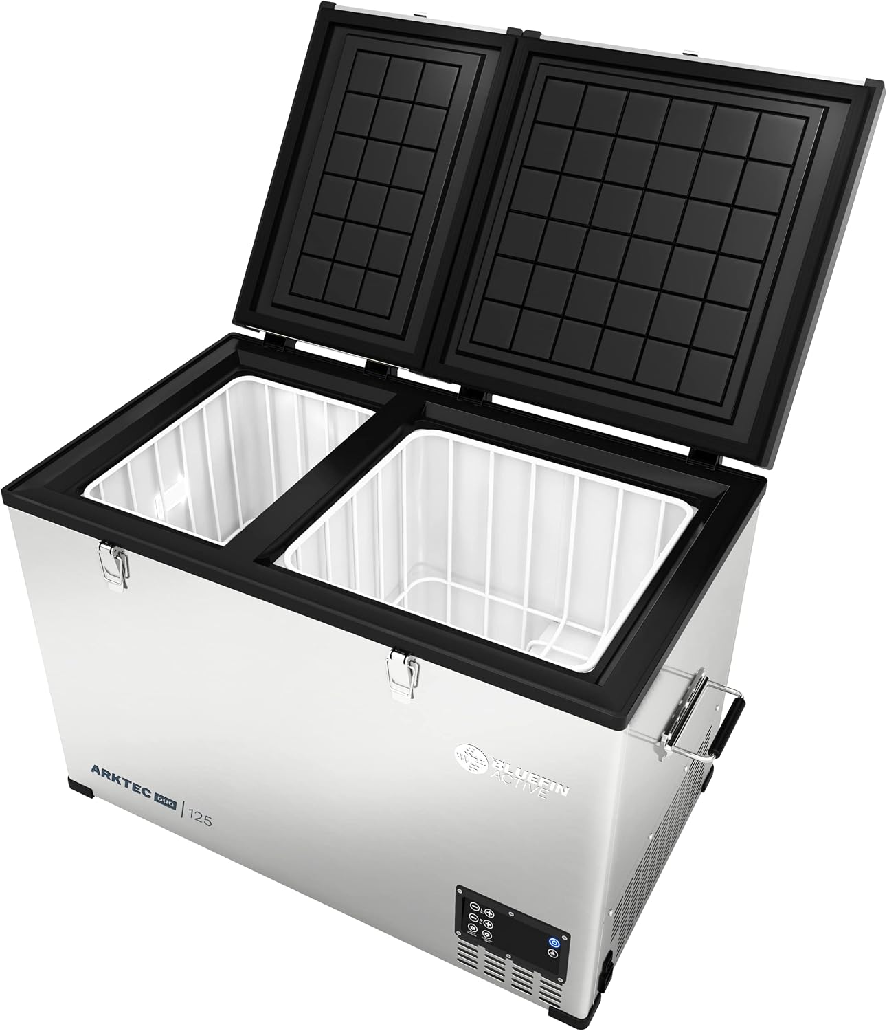 Bluefin Active Arktec Duo 125L | Portable Travel Fridge | Advanced Cooling & Freezing Technology | Energy Efficient Charging | Dual Storage Compartments | Smartphone App Control | LCD | AC & DC