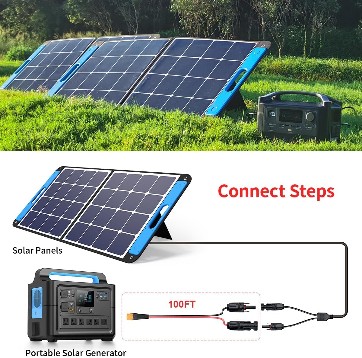 ELFCULB 12AWG 100FT XT60 Solar Cable 2 6 10 25 35 50 75 100FT XT60 Extension Cable Solar Panel Connector to XT60 Connector for Portable Power Station