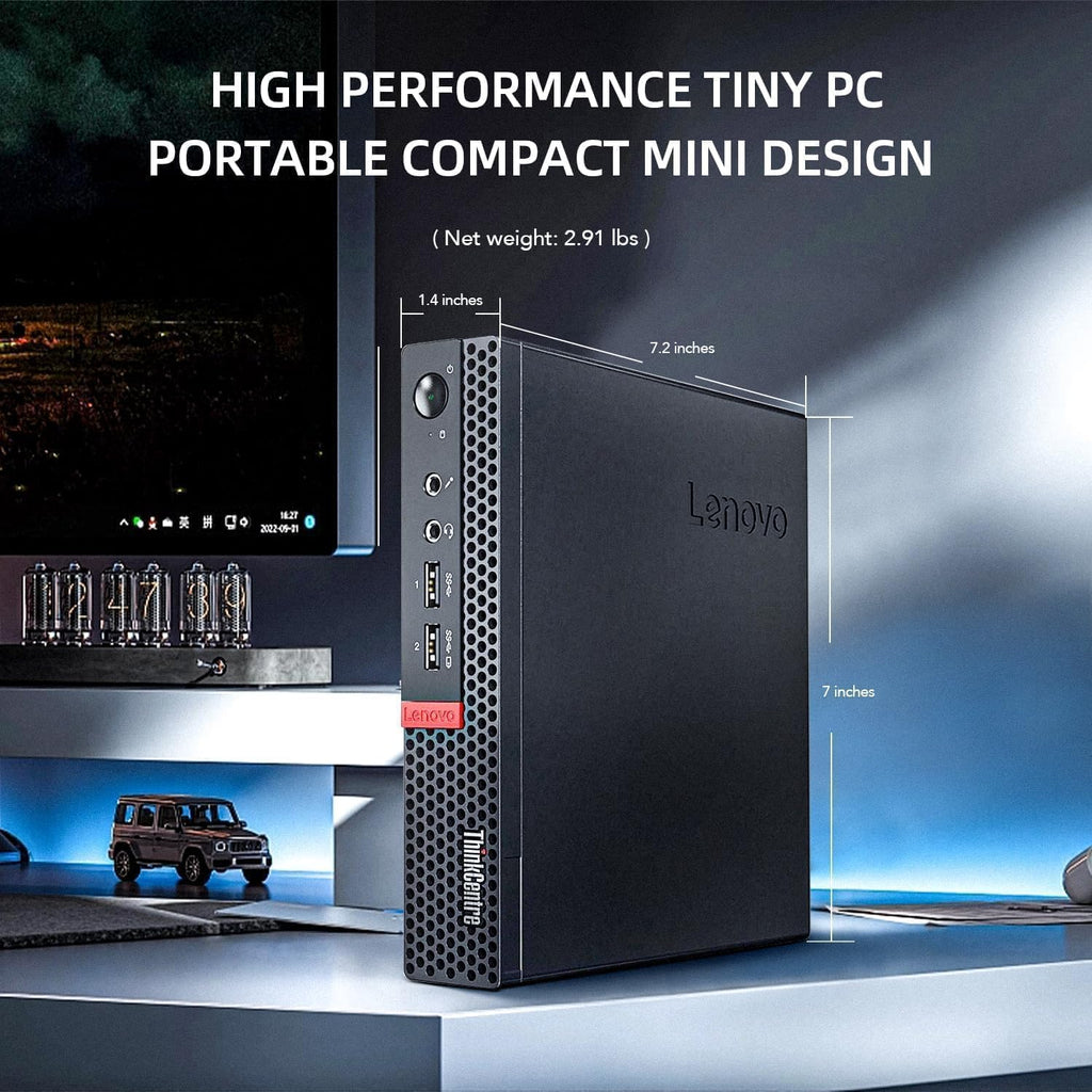 Lenovo ThinkCentre M710Q Mini Tiny Business Desktop PC, Windows 11 Pro, Core 6100, 8GB RAM, 256GB SSD, Keyboard, Mouse, DisplayPort, WiFi (Renewed)