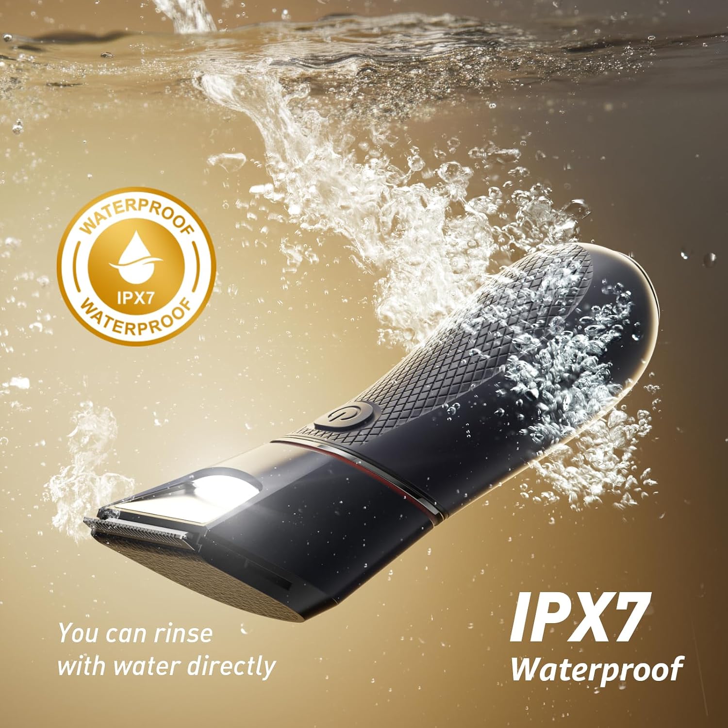 Rechargeable Body Trimmer for Men: Pubic Hair Trimmer with Mirror & LED, IPX7 Waterproof Electric Shaver for Pubic Hair, Ceramic Blades, 90-Min Battery, Travel Lock