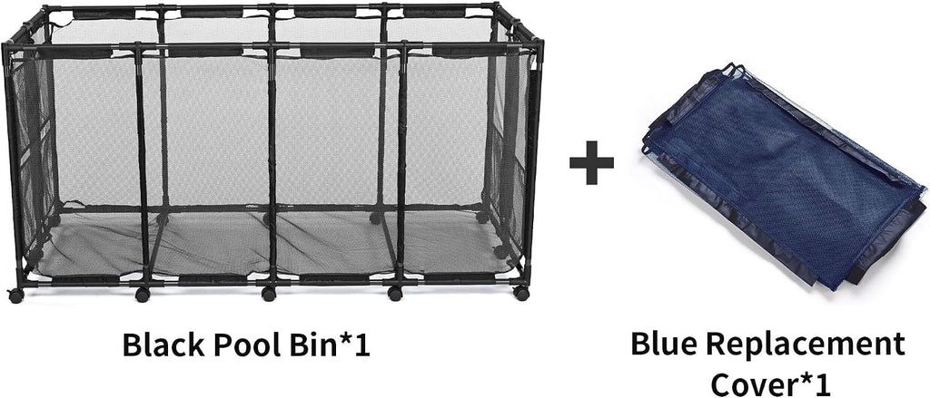 Yescom 280 Gallon Pool Float Storage Bin Basket with Blue Mesh Cover Replacement Net for Toy Raft Noodles Outdoor 65'x 30'x 33' Metal Frame 12 Wheels Rolling Organizer Cart