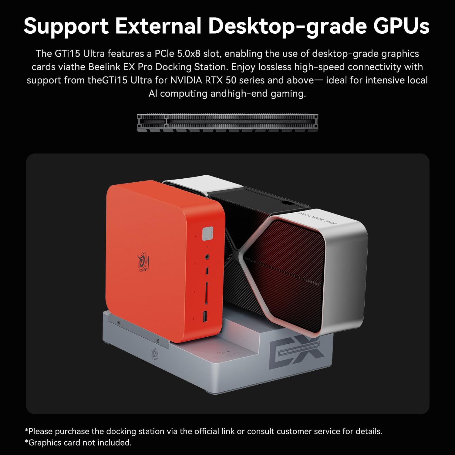 Beelink GTi15 Mini PC, Intel Ultra 9 285H (up to 5.4GHz) 16C/16T, Mini Computer 64GB DDR5 2TB PCIe4.0 SSD, Triple Display HDMI&DP/USB-C/WiFi7/BT5.4/NPU/4K 144Hz/Support AI/Ubuntu