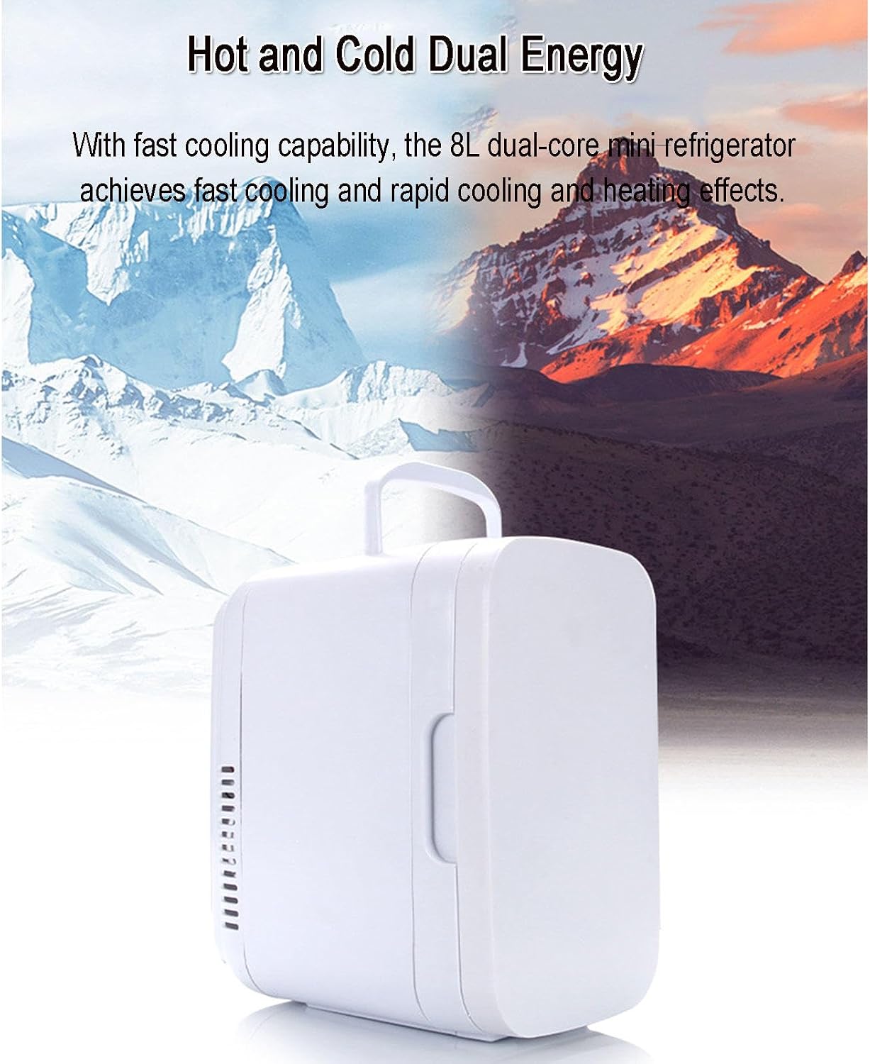 Mini Car Refrigerator 8 Liter Capacity Portable Electric Cooler Warmer 12V Fast Cooling Portable Car Fridge for Car, RV, Camping, Travel, Fishing Outdoor,White