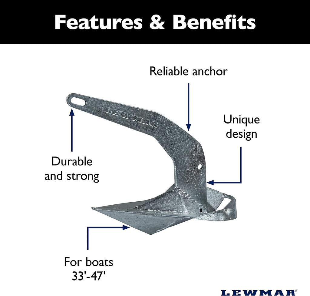 Lewmar Galvanized Steel Epsilon Anchor for Power and Sailboats
