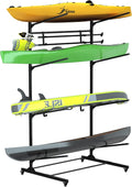 RELIANCER Freestanding Kayak Storage Rack w/Wheel,Adjustable Kayak Stand for Boat Dock,Garage,Indoor & Outdoor Canoe and Kayaks Holder,Water Sport Watercraft Storage Rack for SUP,Surfboard