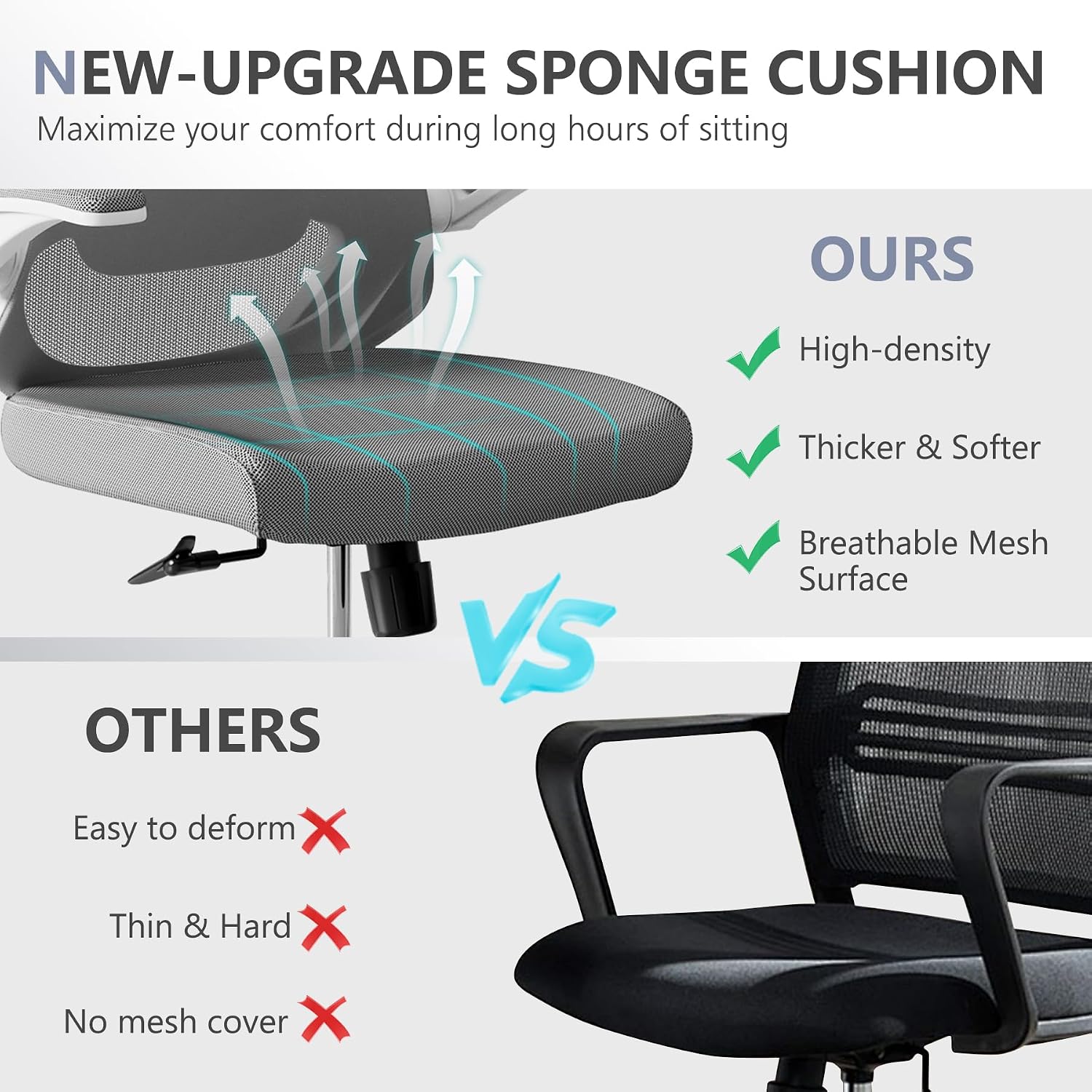 balmstar Ergonomic Office Chair Desk Chair - Mesh Computer Chair with 360° Swivel Wheels, Adjustable 90-130° Recline & Lumbar Support for Home Office, Supports up to 350lbs