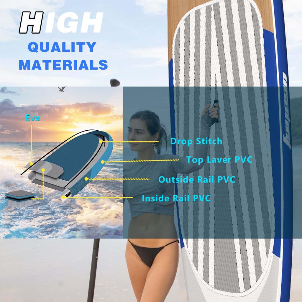Inflatable Stand Up Paddle Board Non-Slip Deck, 11'×33'×6' Complete SUP Accessories for All Skill Levels, Wide Seat & Safety Leash, 3 Fins, Adjustable Paddle, Pump & Carrying Backpack