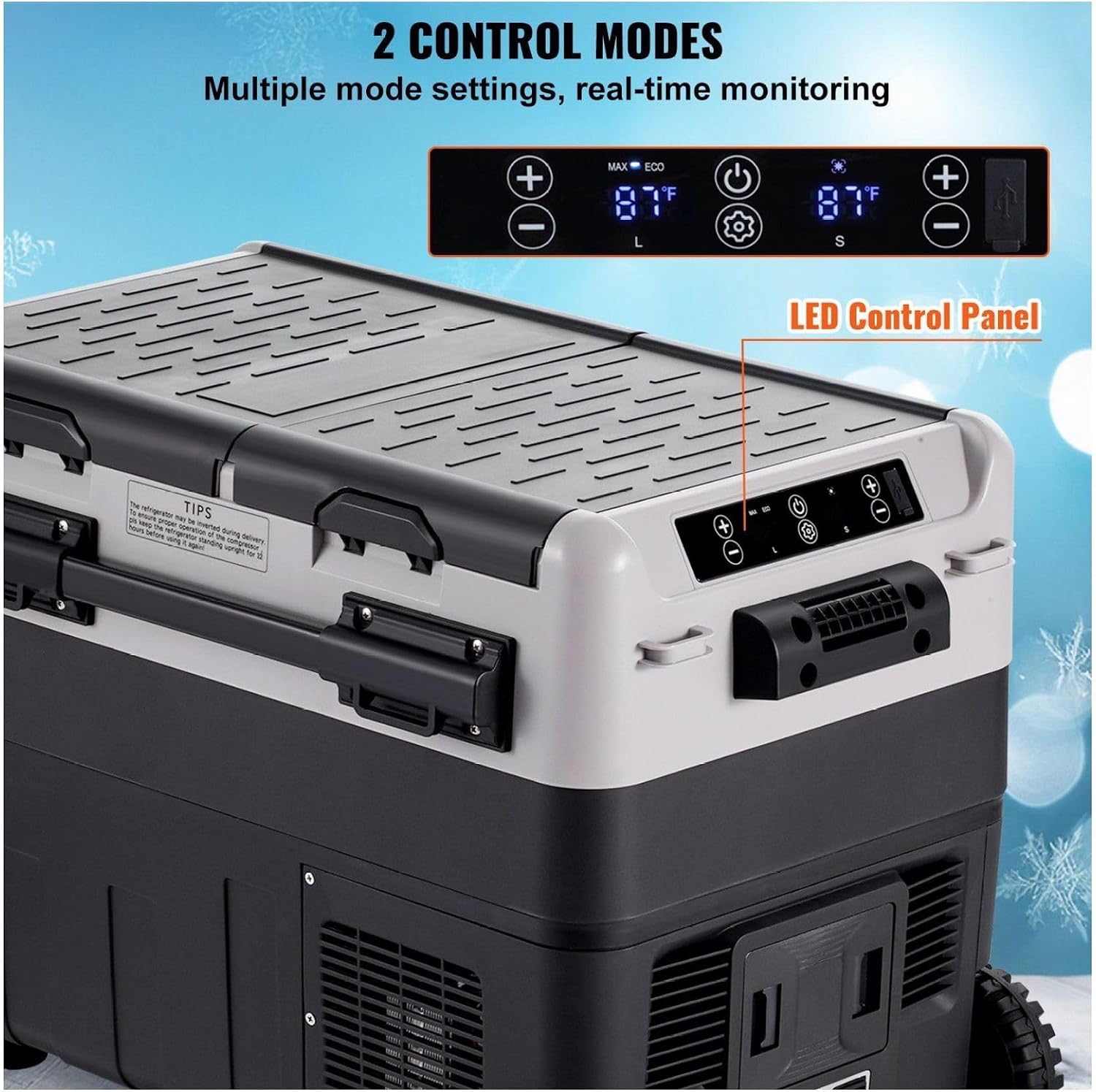 Portable Car Refrigerator Freezer 50L Dual Zone - 12V/24V & 110V/240V - Compressor Cooling for Road Trips, Camping, RV & Home Use