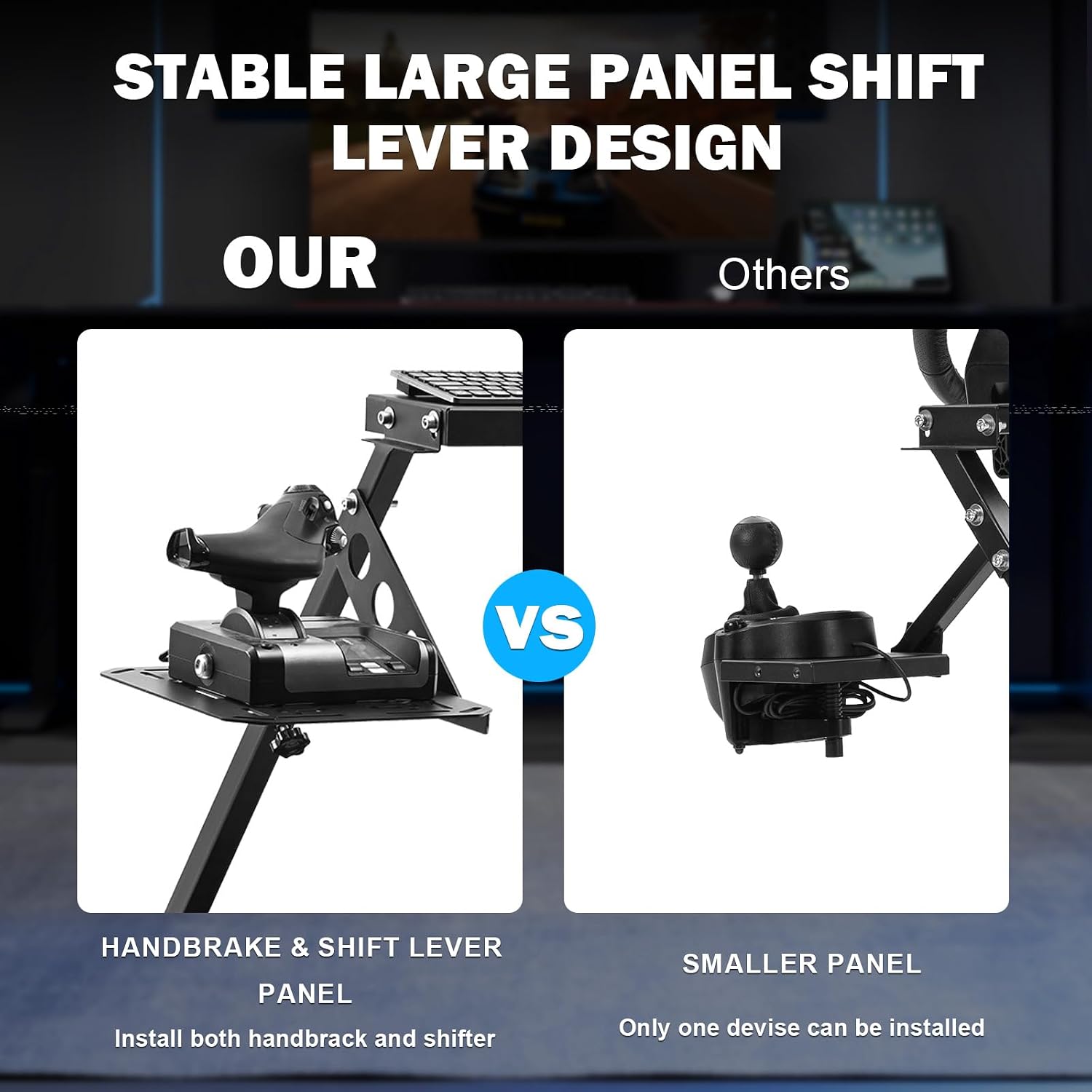 Anman Flight Sim Stand Game Simulator Cockpit with Black Seat Fit for Logitech G29,for Thrustmaster T80 T150 T300RS,for Fanatec Dual Shift Rod Fittings -Flight Series Not Included Wheel Pedals Shifter