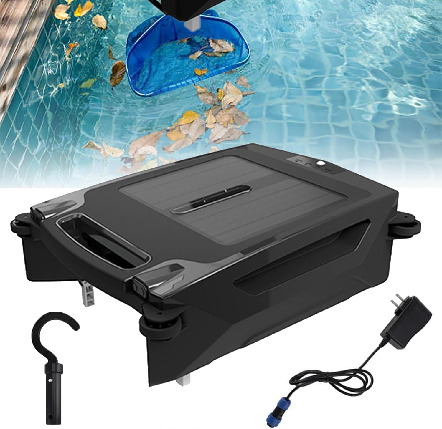 Cordless Solar Pool Cleaner Robot - Dual-Charging System (Solar+Adapter)|24H Continuous Cleaning|AI Path Optimization|Anti-Jam Brush System for Leaves/Pollen,for All Types of Swimming Pools