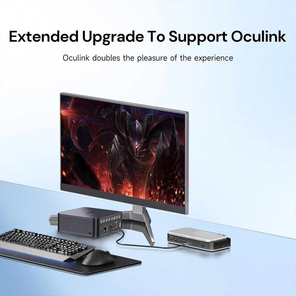 Reatan AI OCulink Mini Gaming PC,AMD Ryzen 7 255(Upgrade 8745H,8C/16T,) Radeon 780M 32GB RAM DDR5 + 1TB SSD 8K Quad-Screen Display Desktop Gaming Mini Computers WiFi 7 BT:5.4 Built-in Speaker USB4.0
