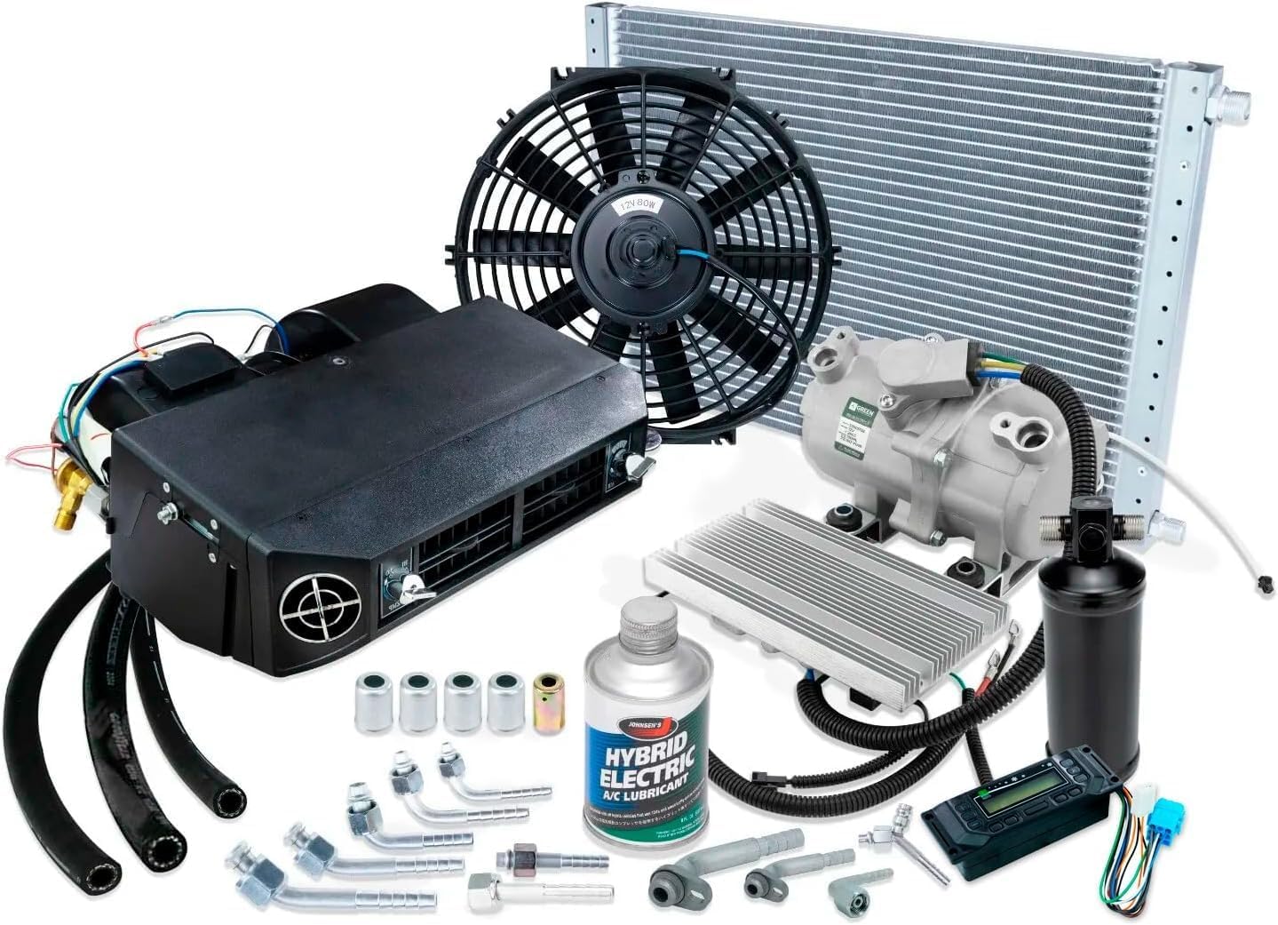 New A/C Universal Kit Underdash Electric Compressor Air Conditioner 12v W/AC Control Panel