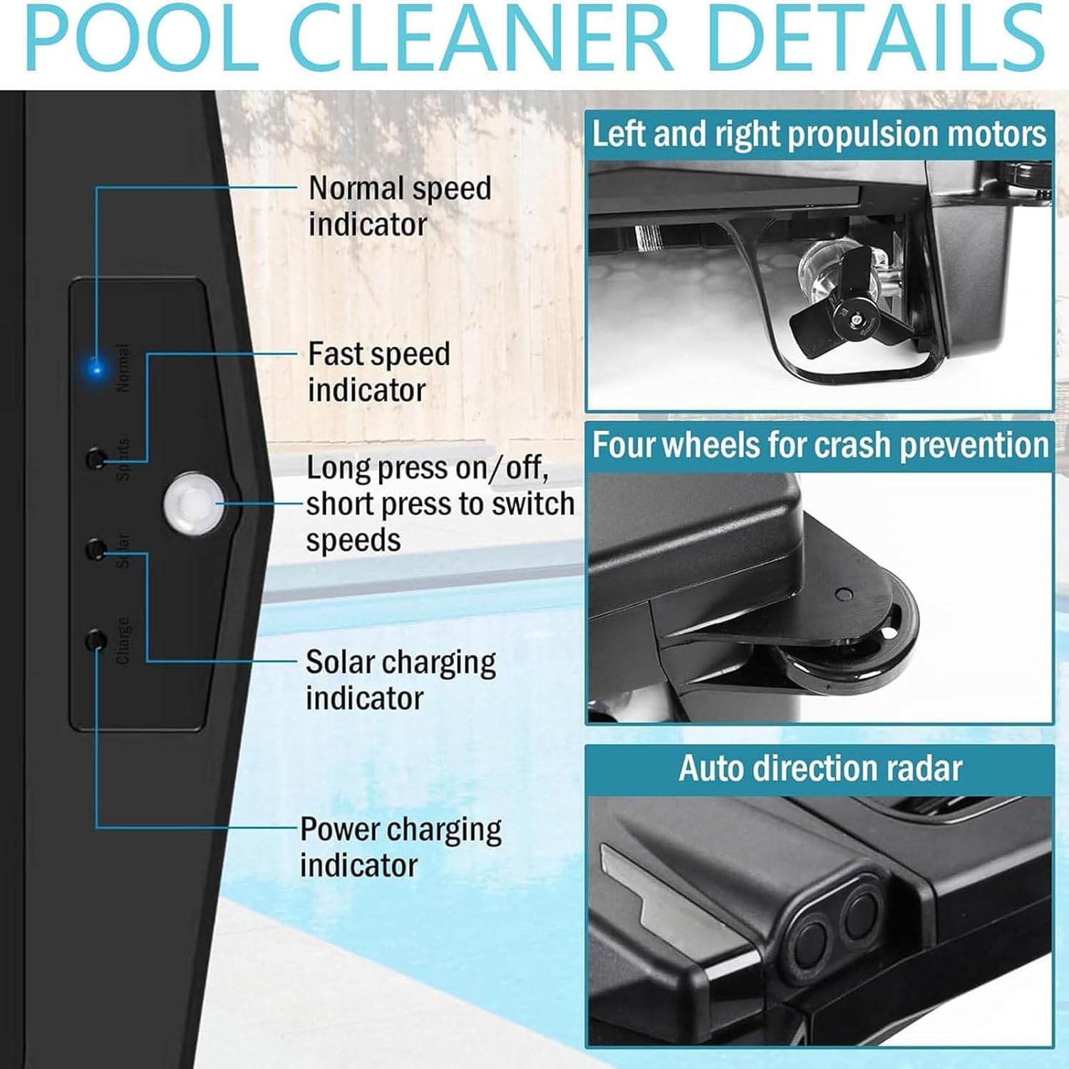 Pool Skimmer Robot with Solar Panel Automatically Design, Pool Surface Skimmer Robotic,Automatic Pool Skimmer