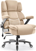 VUZI 700LBS Large Heavy Duty Office Chair with 3D Flip Arms, Big and Tall Plus Size Fabric Executive Desk Chairs, High Back Extra Wide Computer Chair with Adjustable Lumbar Support, Sturdy Metal Base