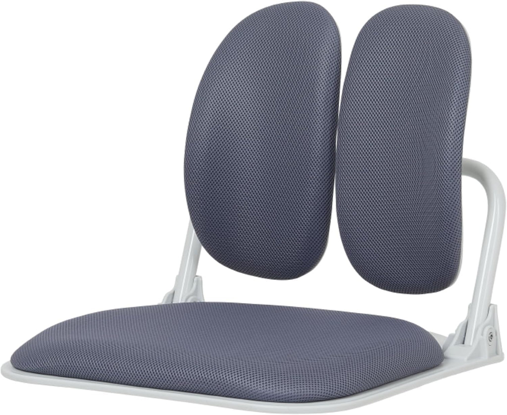 【Premium Dual-Backrests】 Made in Korea Ergonomic Floor Chair with Back Support - Meditation Chair, Floor Gaming Chair, Reading Chair, Floor Chairs for Adults, Foldable Chair (Grey)