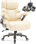 VUZI 700lbs Big and Tall Office Chair-Large Computer Chair with Adjustable Lumbar Support 3D Flip Arms Plus Size Wheels, High Back Executive Desk Chair, Heavy Duty Metal Base, Thick Padded Wide Seat