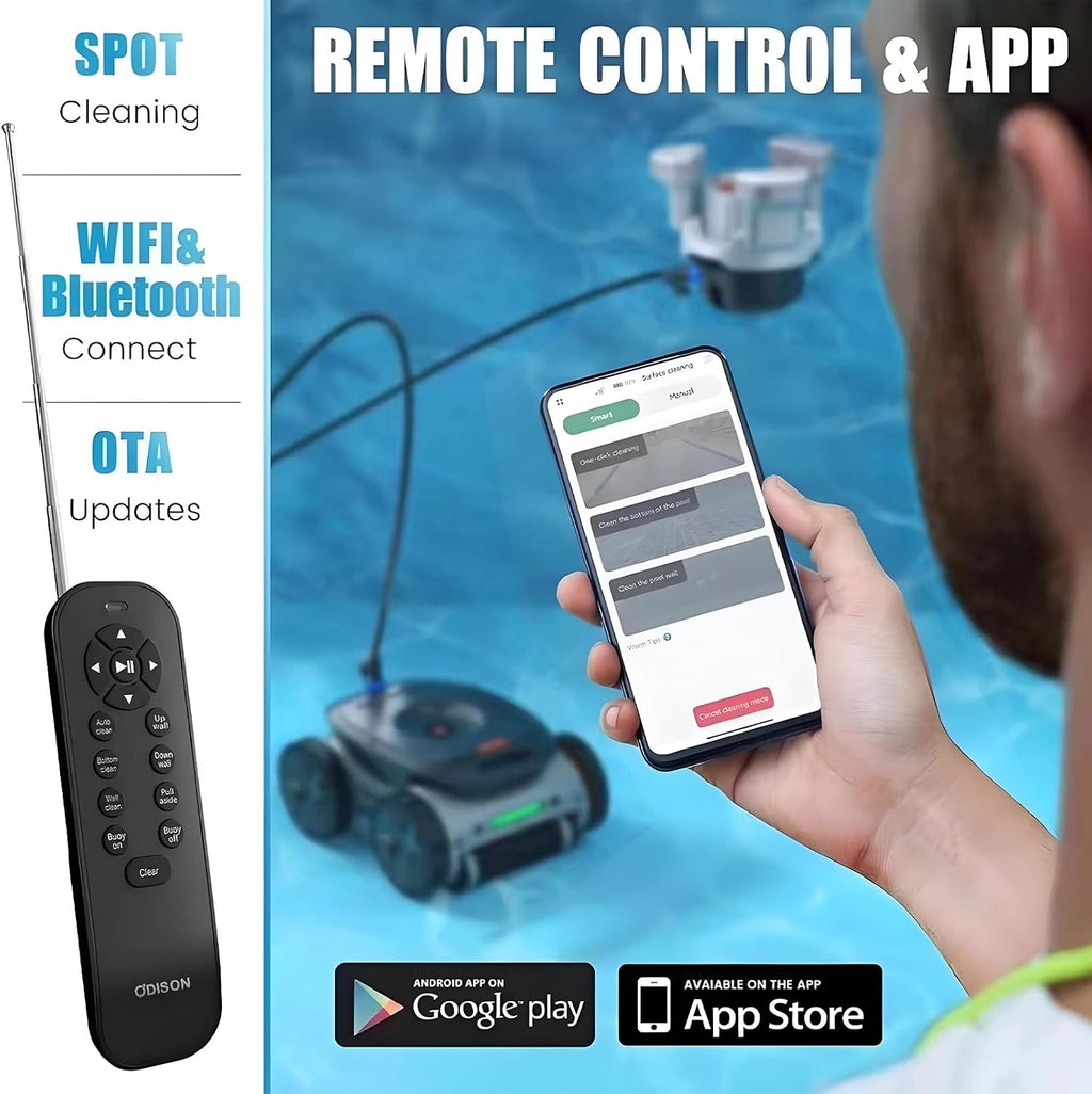 Mono Plus Intelligent Underwater Pool Cleaning Robot - Complete Full-Accessory Package, Surface Skimmer Buoy, WiFi Control, 9000mAh Battery, Comprehensive Pool Cleaning