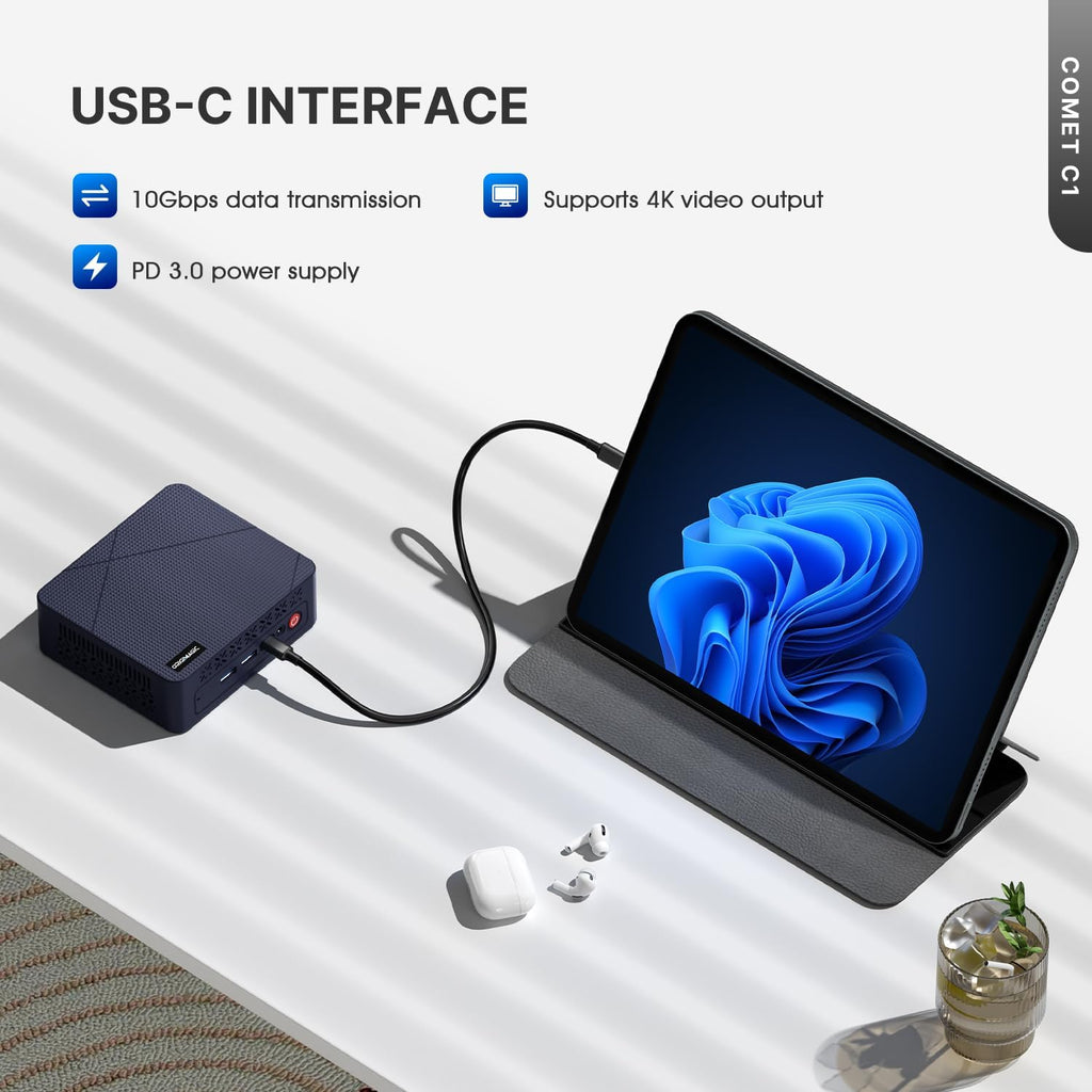 N97 Mini Desktop PC, 16GB RAM 512GB PCIe SSD Mini PC 2.5G LAN (I226V), Dual HDMI, 4K Triple Display, Full Function USB Type-C, Wi-Fi 5, USB 3.2, BT 5.0,Office/Home Use