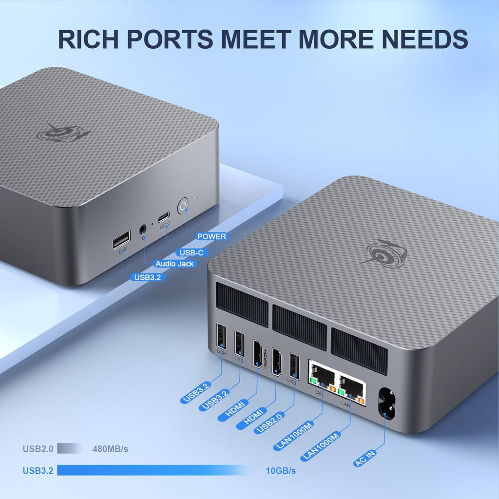Beelink EQR6 Mini PC AMD Ryzen 5 6600U(Up to 4.5GHz), 24GB LPDDR5 RAM 500GB PCIE4.0 SSD Dual LAN Mini PC, AMD Radeon 660M, Dual HDMI/ WiFi6/ BT5.2/ Home/Office/Build-in Power Supply Mini Computer