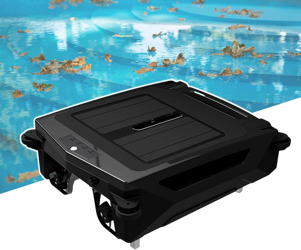 Solar Pool Cleaner Robot Surface Skimmer-AI Path Optimization,Robotic Pool Surface Cleaner|24H Continuous Cleaning,Low Voltage Safety,with 4.1L Removable Filter Basket (Black)