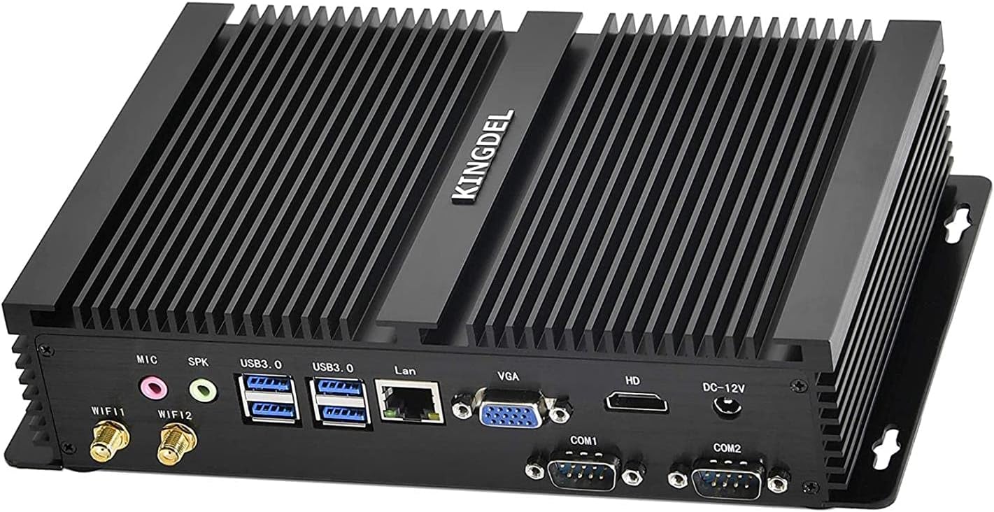 KINGDEL Mini PC 4 Cores i5-8250U,16GB DDR4 RAM 128GB SSD Desktop Business Fanless Computer, 4K Display HD/VGA/2xCOM/4xUSB3.0