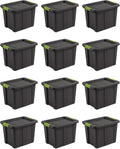 Sterilite 12-Pack Storage Bins with Lids, Heavy Duty Totes, Tuff1, 18 Gallon, Flat Gray