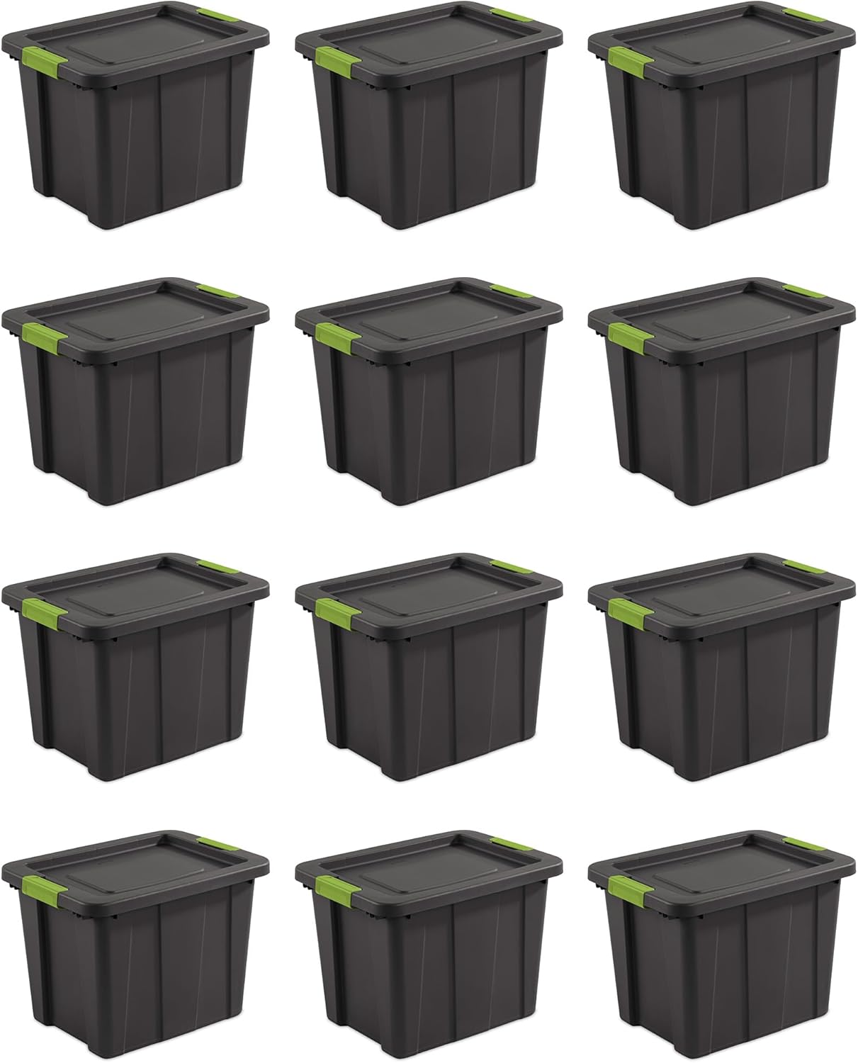 Sterilite 12-Pack Storage Bins with Lids, Heavy Duty Totes, Tuff1, 18 Gallon, Flat Gray