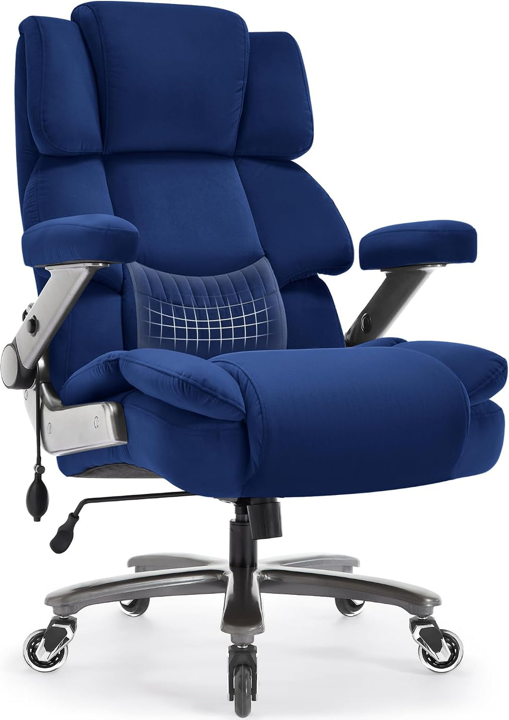 VUZI 700LBS Large Heavy Duty Office Chair with 3D Flip Arms, Big and Tall Plus Size Fabric Executive Desk Chairs, High Back Extra Wide Computer Chair with Adjustable Lumbar Support, Sturdy Metal Base