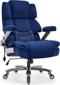 VUZI 700LBS Large Heavy Duty Office Chair with 3D Flip Arms, Big and Tall Plus Size Fabric Executive Desk Chairs, High Back Extra Wide Computer Chair with Adjustable Lumbar Support, Sturdy Metal Base